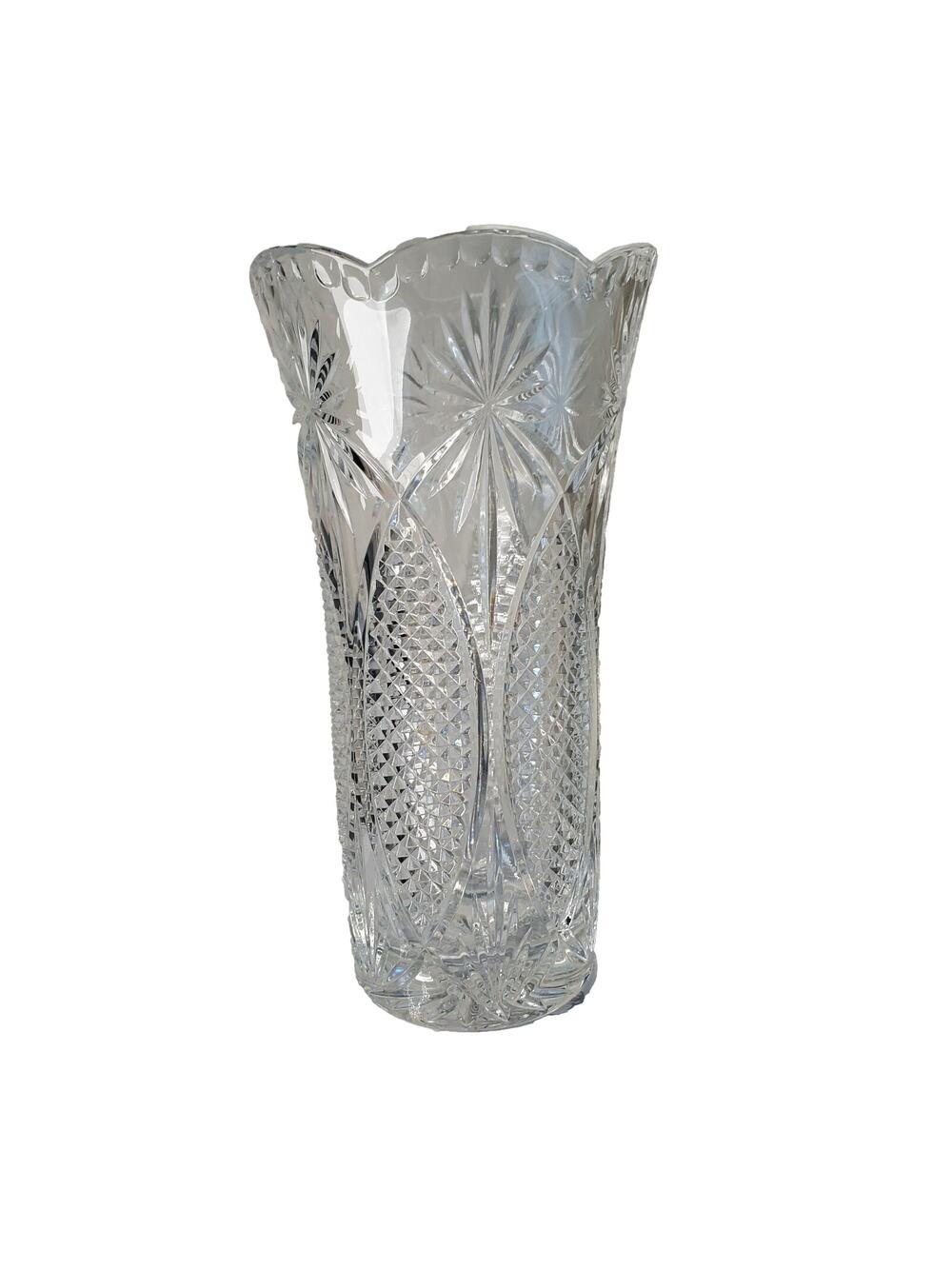 Vintage Royal Crystal Rock Dorico 24% Lead Crystal Vase RCR Italy Heavy Hob Nail
